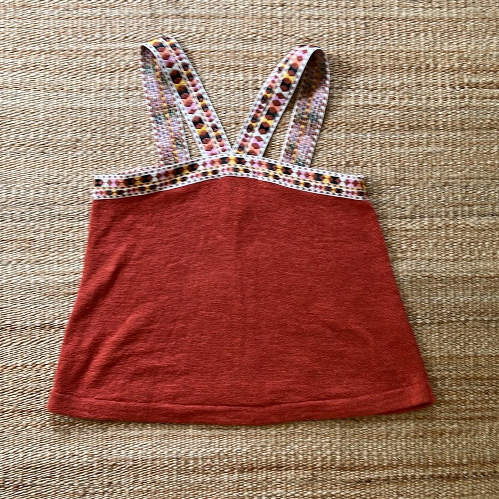 Madewell Burnt Orange Embroidered Swing Sweater Knit Tank Size M